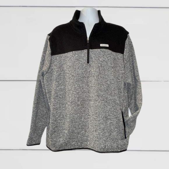 Eddie Bauer Men’s Size XXL 1/4 Zip Black and Gray Fleece Pullover Sweater - Picture 1 of 10